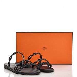 HERMES Rubber Chaine d'Ancre Rivage Sandals 38